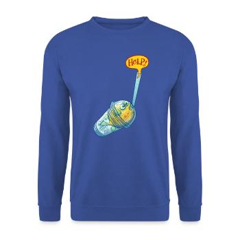 Poisson-globe dans verre plastique demande d'aide - Sweat-shirt Unisexe - bleu royal - Devant - Alina (178cm) & Michal (187cm)