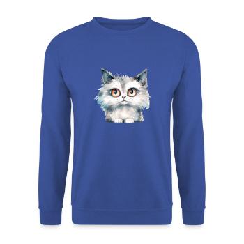 Dessin à l’aquarelle du chat des forêts norvégiennes - Sweat-shirt Unisexe - bleu royal - Devant - Alina (178cm) & Michal (187cm)