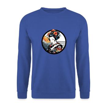 Geisha Japan Drawing - Unisex Sweatshirt - royal blue - Front - Alina (178cm) & Michal (187cm)