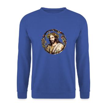 Jesus Christus Zeichnung - Unisex Pullover - Royalblau - Vorne - Alina (178cm) & Michal (187cm)
