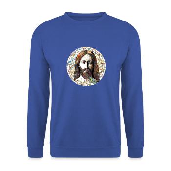 Jesus Christus Zeichnung - Unisex Pullover - Royalblau - Vorne - Alina (178cm) & Michal (187cm)