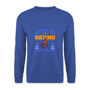 Sportart Skifahren - Hobby Geschenk Apres Ski - Unisex Pullover - Royalblau - Vorne - Alina (178cm) & Michal (187cm)