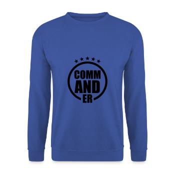 Commander – Kapitän Militär Pilot - Unisex Pullover - Royalblau - Vorne - Alina (178cm) & Michal (187cm)