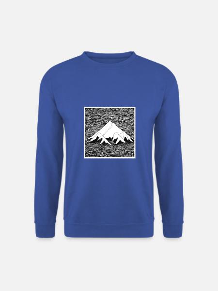 Strichzeichnung einer Bergkette - Unisex Pullover - Royalblau