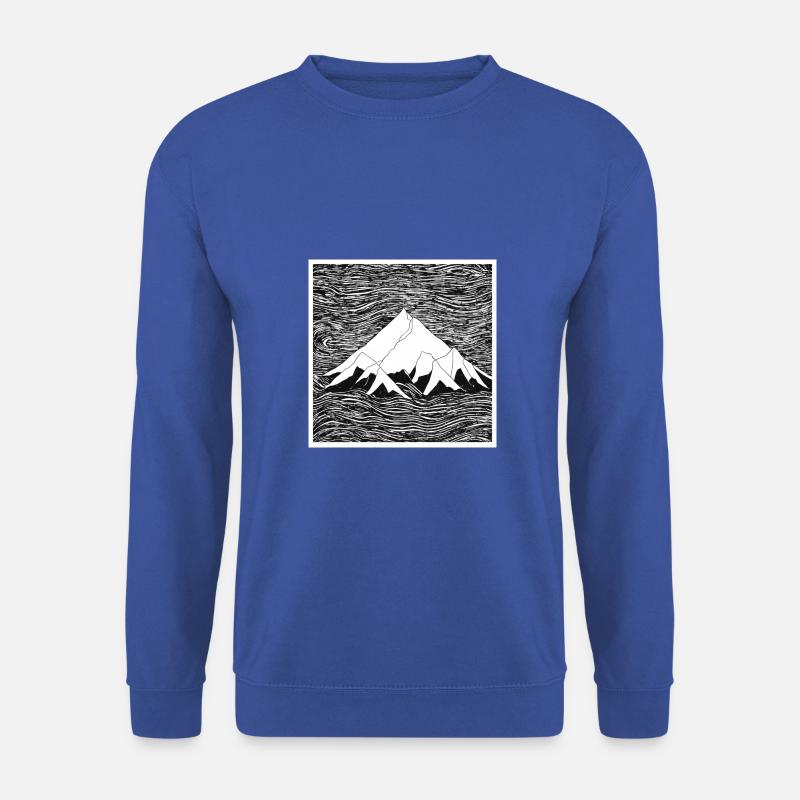 Strichzeichnung einer Bergkette - Unisex Pullover - Royalblau