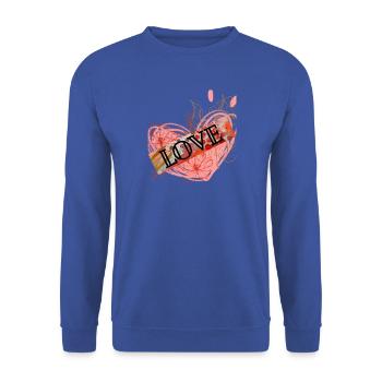 Herz mit Blumen und Liebesbotschaft - Unisex Pullover - Royalblau - Vorne - Alina (178cm) & Michal (187cm)