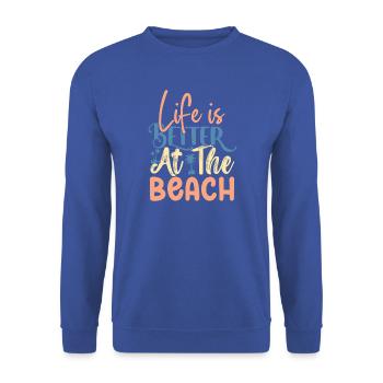 Das Leben am Strand ist besser - Unisex Pullover - Royalblau - Vorne - Alina (178cm) & Michal (187cm)
