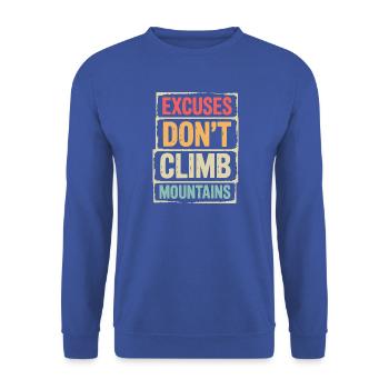 Berge - Ausreden besteigen keine Berge - Unisex Pullover - Royalblau - Vorne - Alina (178cm) & Michal (187cm)