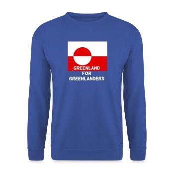 Grönland für Grönländer - Unisex Pullover - Royalblau - Vorne - Alina (178cm) & Michal (187cm)