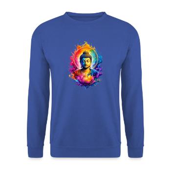 Buddha Lotus Mandala Meditation - Unisex Pullover - Royalblau - Vorne - Alina (178cm) & Michal (187cm)