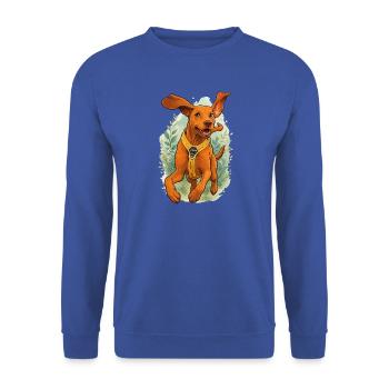 Laufender Vizsla-Cartoon – Verspielter Hund - Unisex Pullover - Royalblau - Vorne - Alina (178cm) & Michal (187cm)