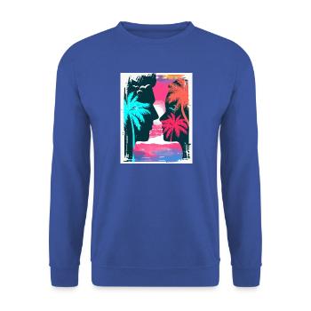 Neon Tropics Silhouette Romance - Unisex Pullover - Royalblau - Vorne - Alina (178cm) & Michal (187cm)