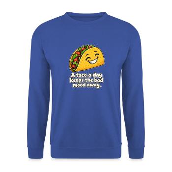 Taco gegen schlechte Laune - Unisex Pullover - Royalblau - Vorne - Alina (178cm) & Michal (187cm)