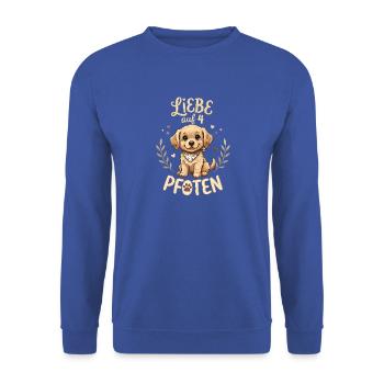 Liebe auf 4 Pfoten, niedlicher Hund - Unisex Pullover - Royalblau - Vorne - Alina (178cm) & Michal (187cm)