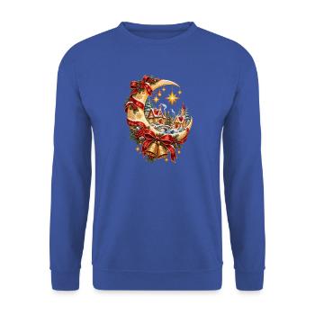 Weihnachtsmonddorf und Sterne - Unisex Pullover - Royalblau - Vorne - Alina (178cm) & Michal (187cm)