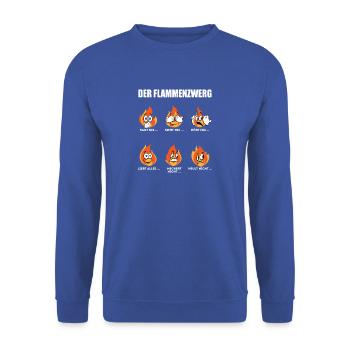 Flammenzwerg Feuerwehr Feuerwehrfrau Geschenk - Unisex Pullover - Royalblau - Vorne - Alina (178cm) & Michal (187cm)