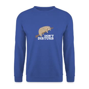 Funny Sloth Shirt - Do not Disturb - Unisex Sweatshirt - royal blue - Front - Alina (178cm) & Michal (187cm)
