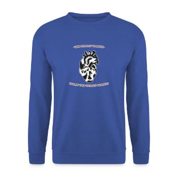 Tattoo Old School Herz Anatomisch Geschenk T-Shirt - Unisex Pullover - Royalblau - Vorne - Alina (178cm) & Michal (187cm)