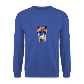 Lama Alpaka Shirts - Lama mit Sonnenbrille - Cool - Unisex Pullover - Royalblau - Vorne - Alina (178cm) & Michal (187cm)