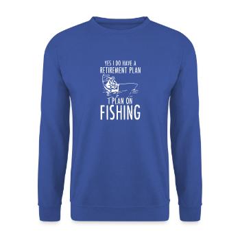 Angeln - Rente Angler Rentner Geschenk - Unisex Pullover - Royalblau - Vorne - Alina (178cm) & Michal (187cm)