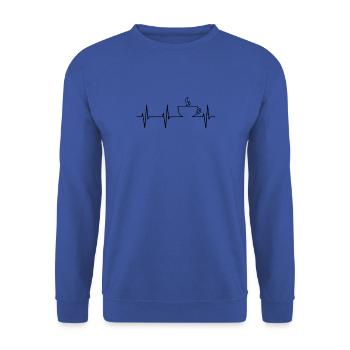 HEART BEATS FOR COFFEE - Unisex Pullover - Royalblau - Vorne - Alina (178cm) & Michal (187cm)