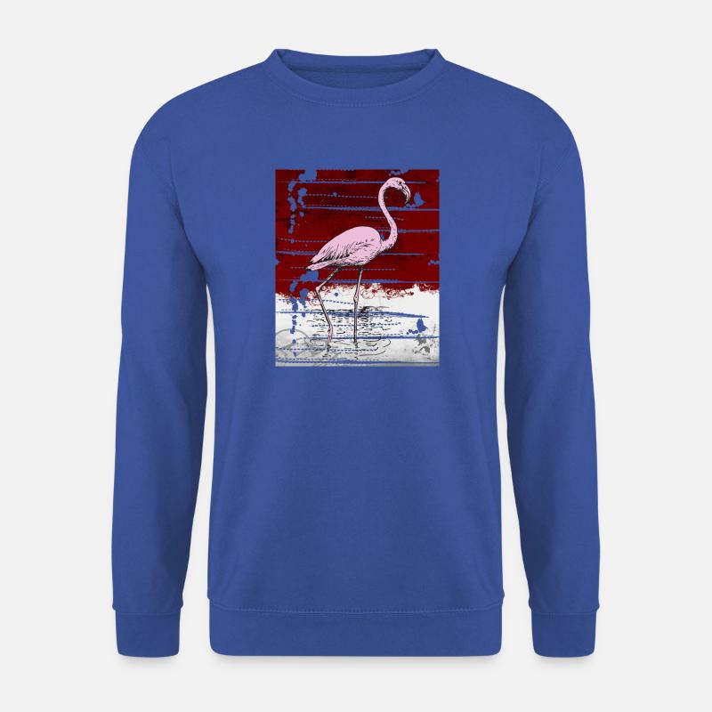 Rosa Flamingo - Unisex Pullover - Royalblau