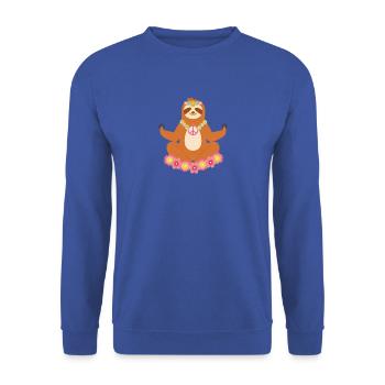 Funny Hippie Sloth Yoga - Sweat-shirt Unisexe - bleu royal - Devant - Alina (178cm) & Michal (187cm)