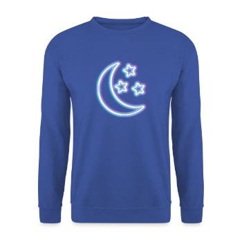 Neon Glow Moon T-Shirt Half Moon Glowing Effect - Unisex Sweatshirt - royal blue - Front - Alina (178cm) & Michal (187cm)