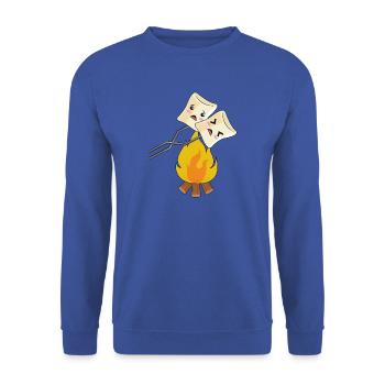 Marshmallows über dem Lagerfeuer / Pfadfinder - Unisex Pullover - Royalblau - Vorne - Alina (178cm) & Michal (187cm)