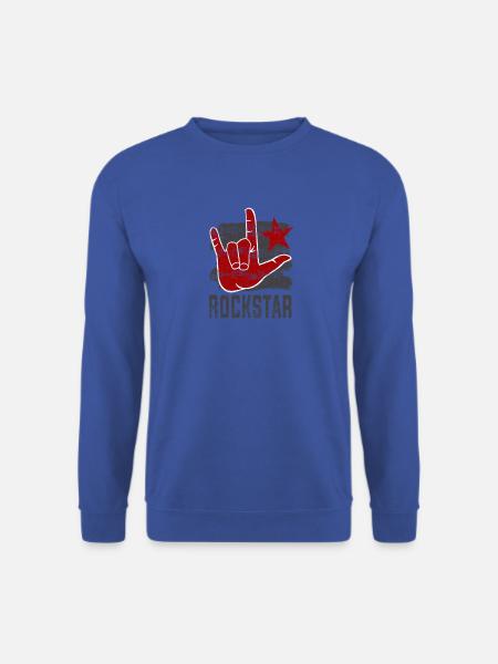 Rock Star Rock N Roll Hand Horn - Unisex Pullover - Royalblau