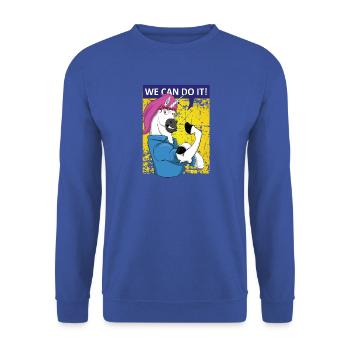 We can do it Unicorn Unicorn Women's Power Girlpower - Unisex Sweatshirt - royal blue - Front - Alina (178cm) & Michal (187cm)