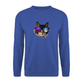 chat - Sweat-shirt Unisexe - bleu royal - Devant - Alina (178cm) & Michal (187cm)