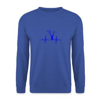Saxophon - Unisex Pullover - Royalblau - Vorne - Alina (178cm) & Michal (187cm)