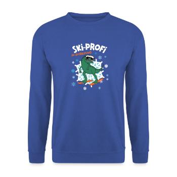 Ski Profi Skifahrer Skilehrer Ausbildung Dino - Unisex Pullover - Royalblau - Vorne - Alina (178cm) & Michal (187cm)