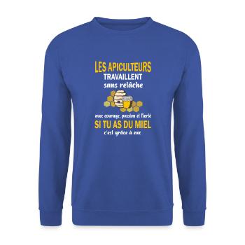 Les apiculteurs travaillent sans relâche t-shirt - Sweat-shirt Unisexe - bleu royal - Devant - Alina (178cm) & Michal (187cm)