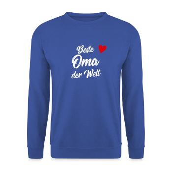 Oma Geschenk | Beste Oma der Welt für Großmutter - Unisex Pullover - Royalblau - Vorne - Alina (178cm) & Michal (187cm)
