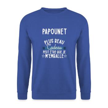 Papounet je pense que je suis ton plus beau cadeau - Sweat-shirt Unisexe - bleu royal - Devant - Alina (178cm) & Michal (187cm)