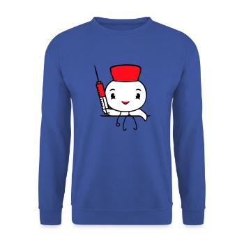 Ente Krankenschwester Arzt Spritze Krankenhaus süß - Unisex Pullover - Royalblau - Vorne - Alina (178cm) & Michal (187cm)