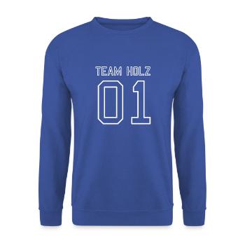 team holz 1 - Unisex Pullover - Royalblau - Vorne - Alina (178cm) & Michal (187cm)