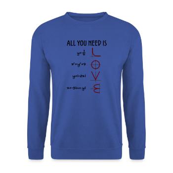 Tout ce que vous avez besoin est amour (équations) Cadeau - Sweat-shirt Unisexe - bleu royal - Devant - Alina (178cm) & Michal (187cm)
