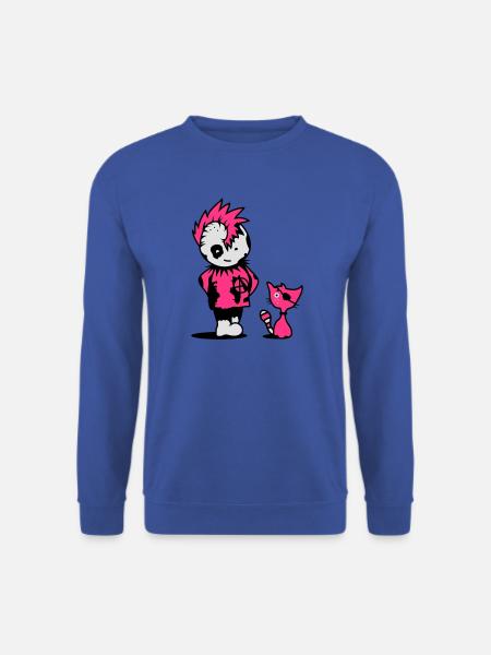 Ein kleiner Punk mit einer kleinen Katze - Unisex Pullover - Royalblau