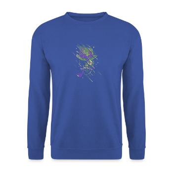Leuchtender Graffiti-Neonschädel - Unisex Pullover - Royalblau - Vorne - Alina (178cm) & Michal (187cm)