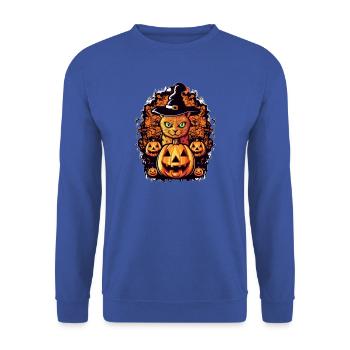 Katzenmagie Halloween Design - Unisex Pullover - Royalblau - Vorne - Alina (178cm) & Michal (187cm)