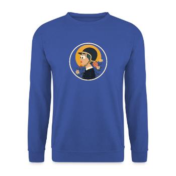 Vintage Racer Girl Illustration - Unisex Pullover - Royalblau - Vorne - Alina (178cm) & Michal (187cm)
