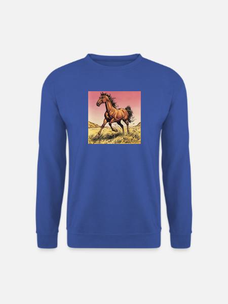 Dynamischer Wildpferd-Print - Unisex Pullover - Royalblau