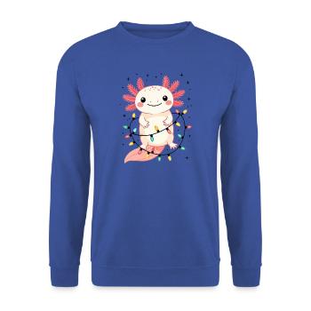 Axolotl Christmas Sweater Christmas Funny Cute - Unisex Sweatshirt - royal blue - Front - Alina (178cm) & Michal (187cm)