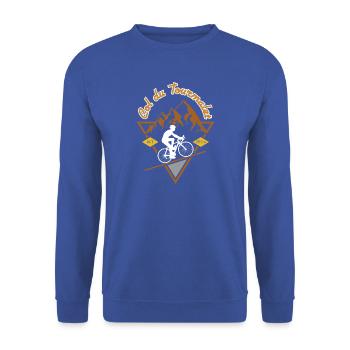 Col du Tourmalet Mountainbike - Unisex Pullover - Royalblau - Vorne - Alina (178cm) & Michal (187cm)