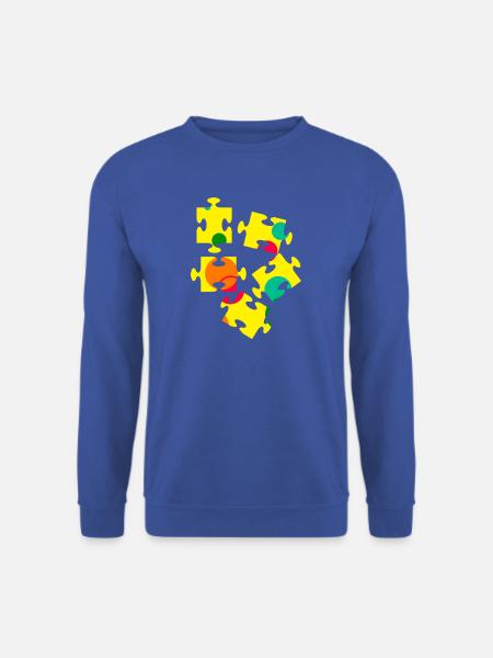 Bunte Puzzleteil Collage - Unisex Pullover - Royalblau