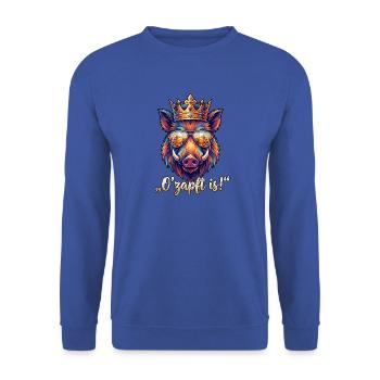 Poly Art Wildschwein O zapft is - Unisex Pullover - Royalblau - Vorne - Alina (178cm) & Michal (187cm)