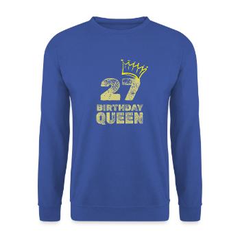 Geburtstag 27 - Unisex Pullover - Royalblau - Vorne - Alina (178cm) & Michal (187cm)